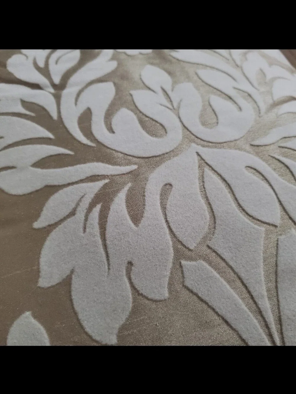 3 Vintage Gold & Ivory Cream Velour Velvet Damask Decorative Home Throw Pillows